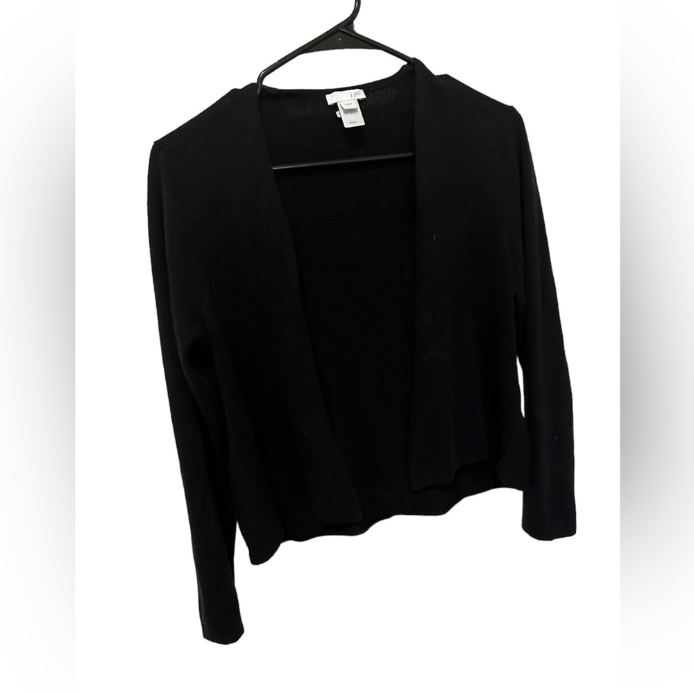 J. JILL Open Front Shrug Knit Cardigan Cotton/Rayon Black Size Small - Picture 3 of 4